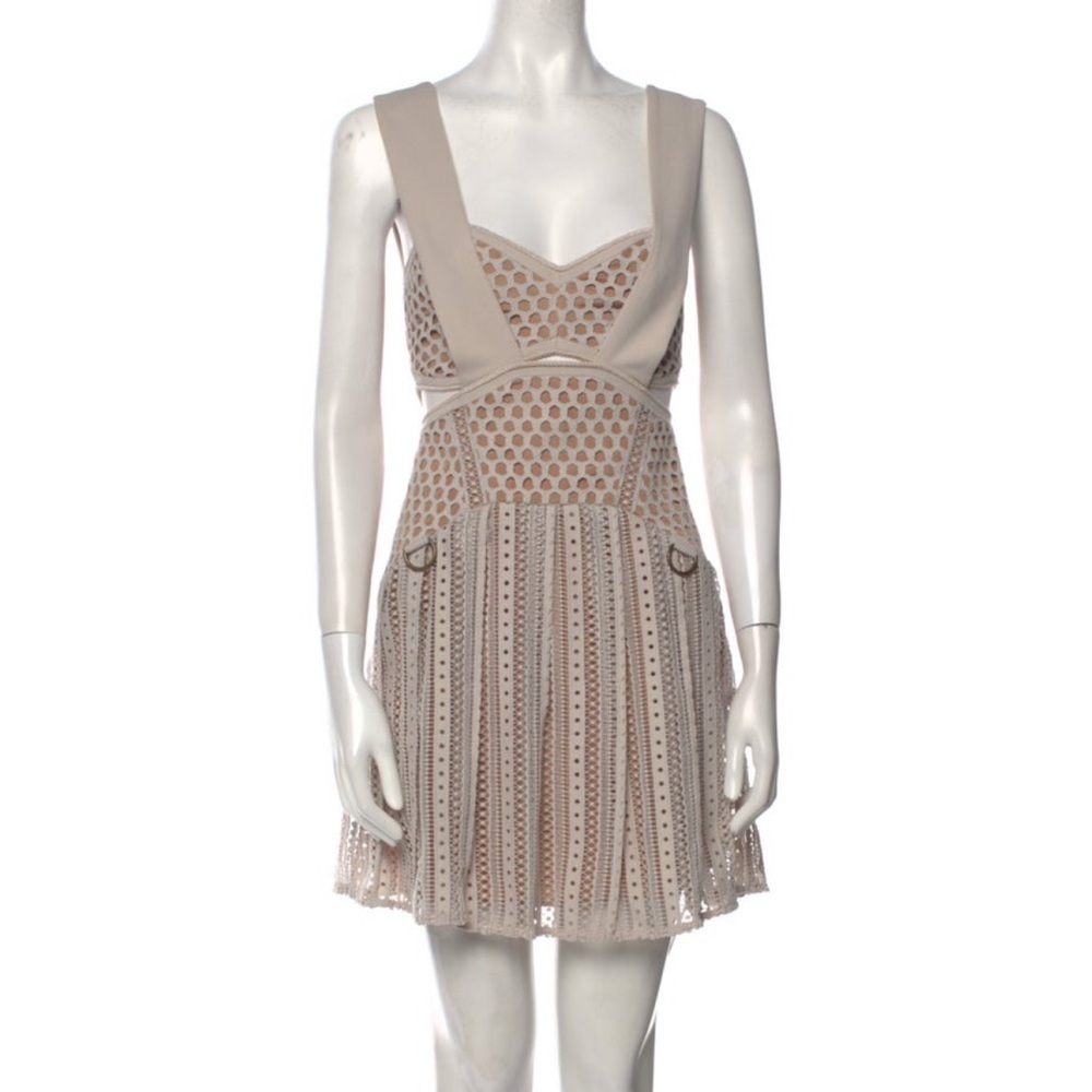 Self-Portrait Beige and Cream Mini Dress